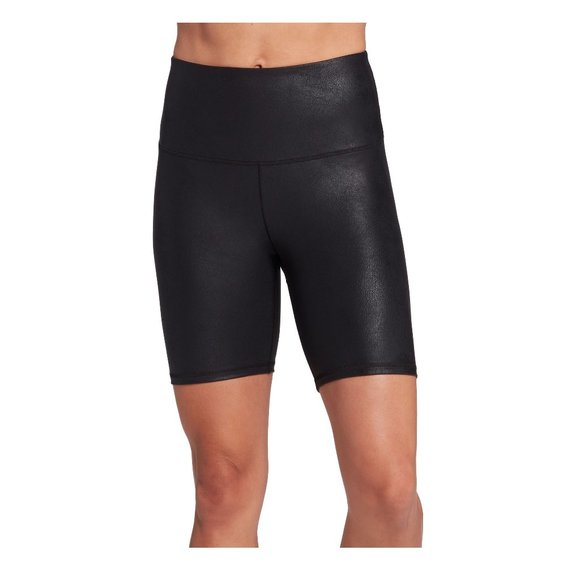 NWT Calia Power Sculpt Faux Leather High Rise Bike Shorts Black XS $70 1HL6 - Picture 1 of 1